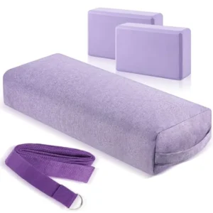 4 Pcs Yoga Bolster Pillows Blocks with Strap Set