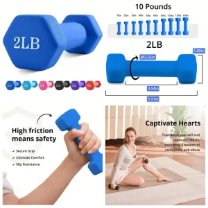 Hex Dumbbells Neoprene Coated 2LB